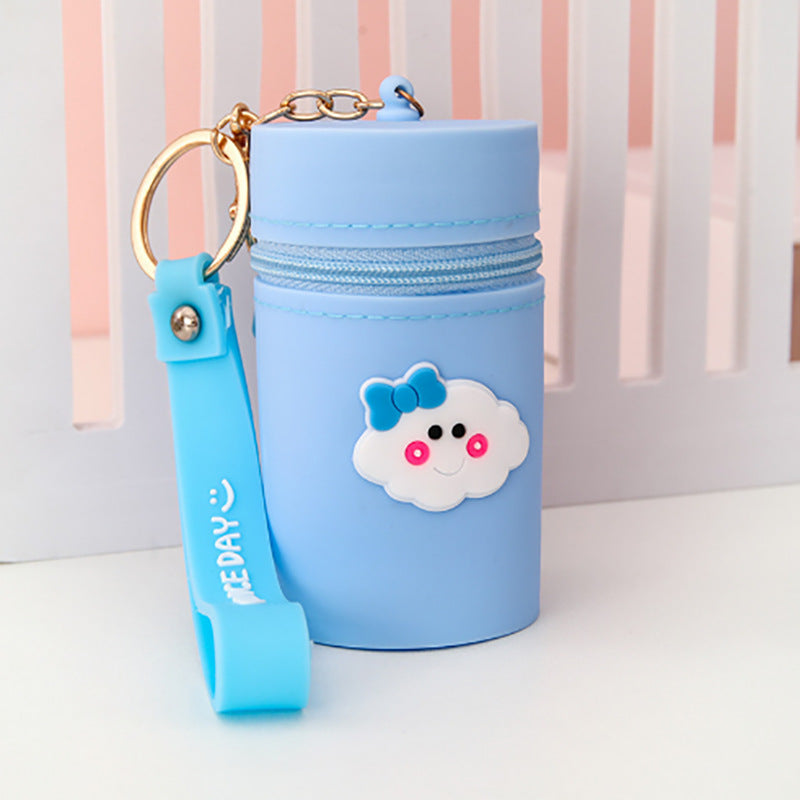 Wholesale Mini Portable Silicone Bucket Storage Bag Coin Purse Keychain